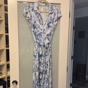 Bella Dahl Sky Blue and White Midi Dress S
